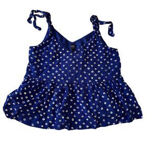 Y2k Blue Peplum Polka Dot Tank Top Gap Women's Large